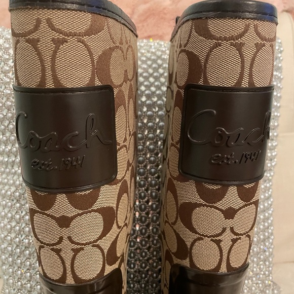 Coach Brown Monogram Winter Rain Boots - Picture 6 of 11